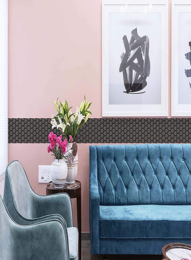 WallDesign شريط حائط WallDesign - بنمط نجمة البلاط - لتزيين الحمامات والمطابخ والأبواب والمداخل والأرضيات - لفة 3 بوصات × 10 أقدام - ملصق PVC لامع مقاوم للماء - Image 2